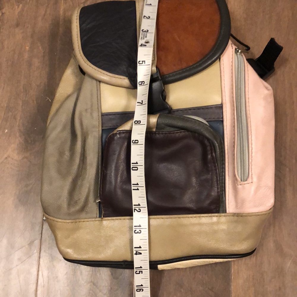 Patchwork Leather Backpack Sling Purse - image 2